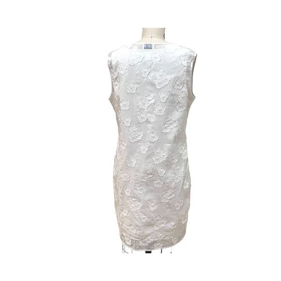 SONIA Rykiel Sheath White Dress US8 FR40 White 3-D Floral Applique Sleeveless - Picture 4 of 9
